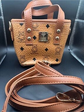 Tan Mini Tote Crossbody Bag